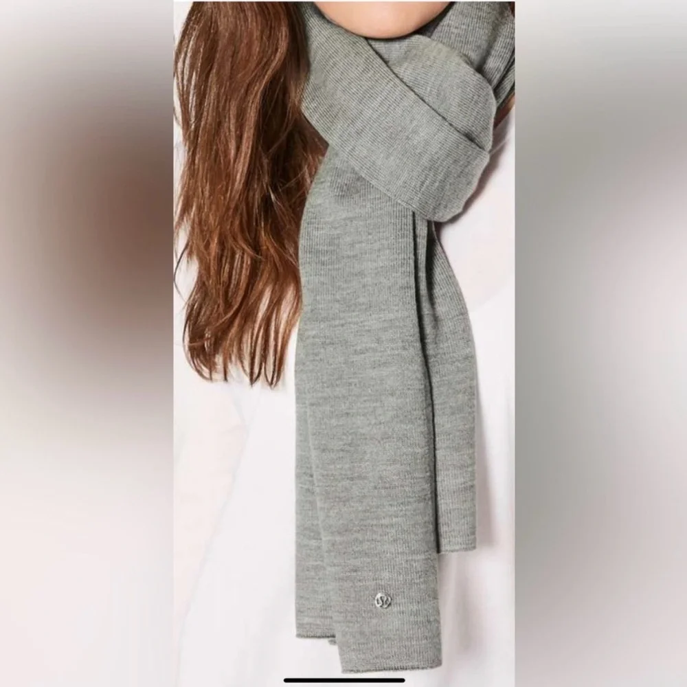 Lululemon Gray Merino Wool Cozy Up Scarf
